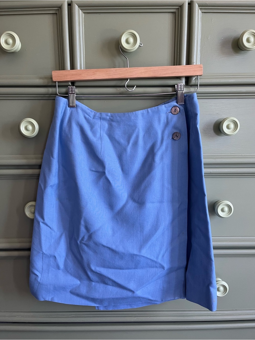 Talbots Blue Wrap Mini Skirt with Side Buttons